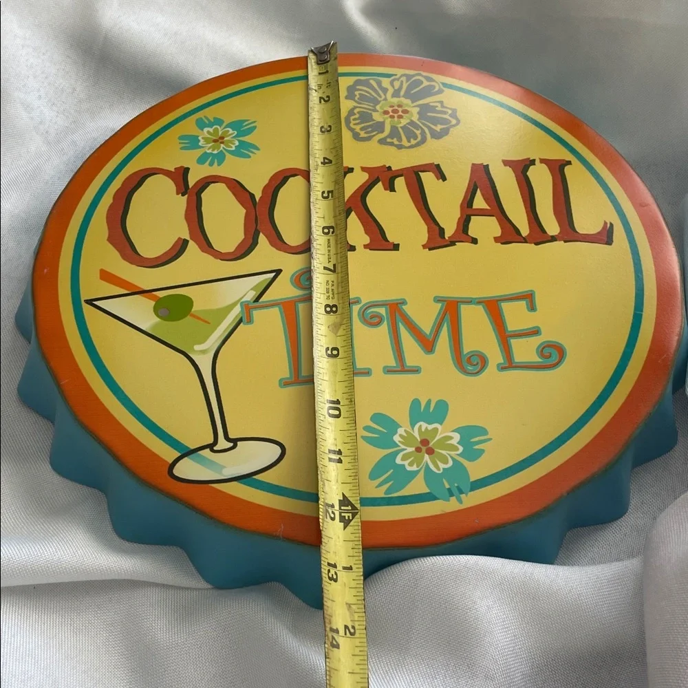Tin Colorful Cocktail Time Wall Decor